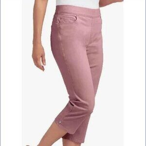 GLORIA VANDERBILT Avery Pull-On Neutral Blush Dusty Rose Capris Skimmer Jeans-18